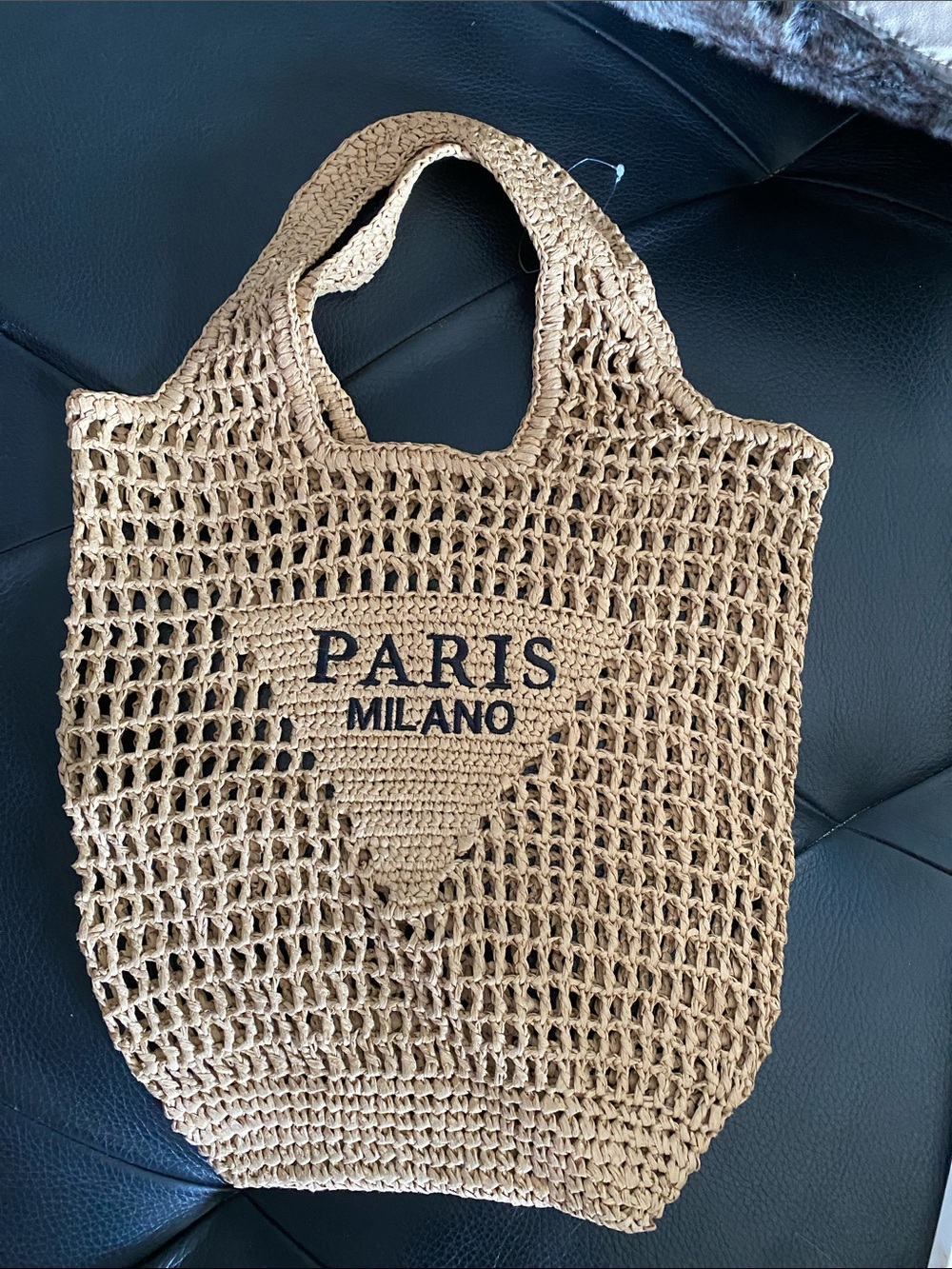 Milano Woven Crochet Tote in Tan